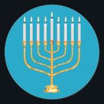 menorah sticker<br><div class="desc">jewish menorah round sticker</div>