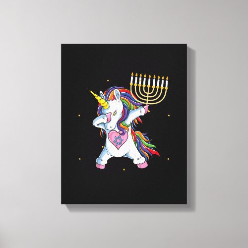 Menorah Unicorn Jewnicorn Hanukkah Pajamas Chanuka Canvas Print