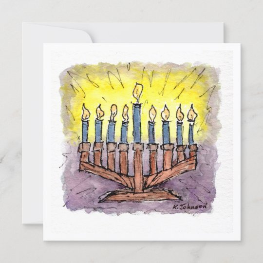 Menorah Watercolor Hanukkah Card