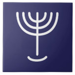 Menorah White Navy Ceramic Tile<br><div class="desc">Menorah white tile. Personalize by adding your own name. To make this your own design 'Click to Customize Further" … or 'Transfer this design' to print the same design onto a different product. Where does the Menorah come from? It comes from the Bible, in the book of Exodus, chapter 25...</div>