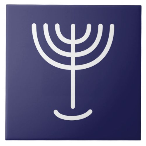 Menorah White Navy Ceramic Tile