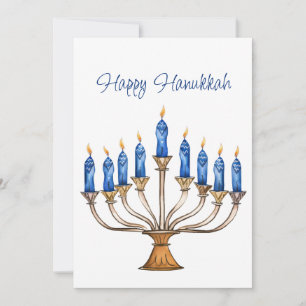 Menorah with Burning Candles Happy Hanukkah Card