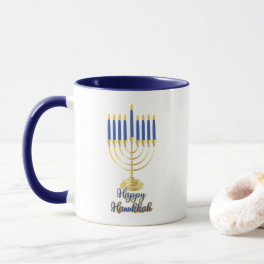 Menorah with Lights Happy Hanukkah Mug
