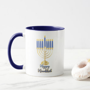 Menorah with Lights Happy Hanukkah Mug
