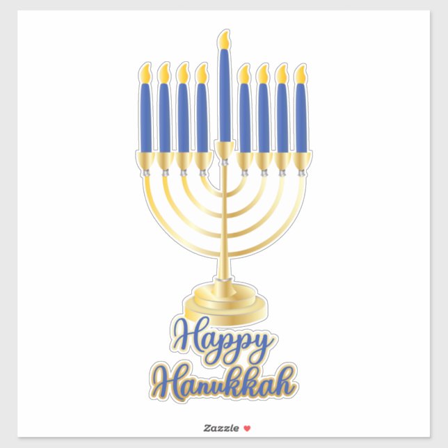 Menorah with Lights Happy Hanukkah Sticker (Sheet)