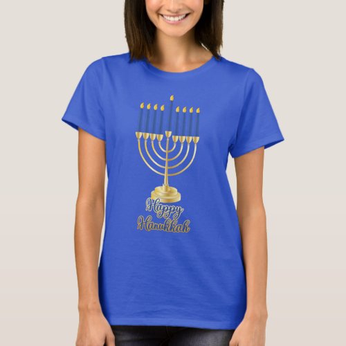 Menorah with Lights Happy Hanukkah T_Shirt