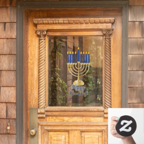 Menorah with Lights Happy Hanukkah Window Cling