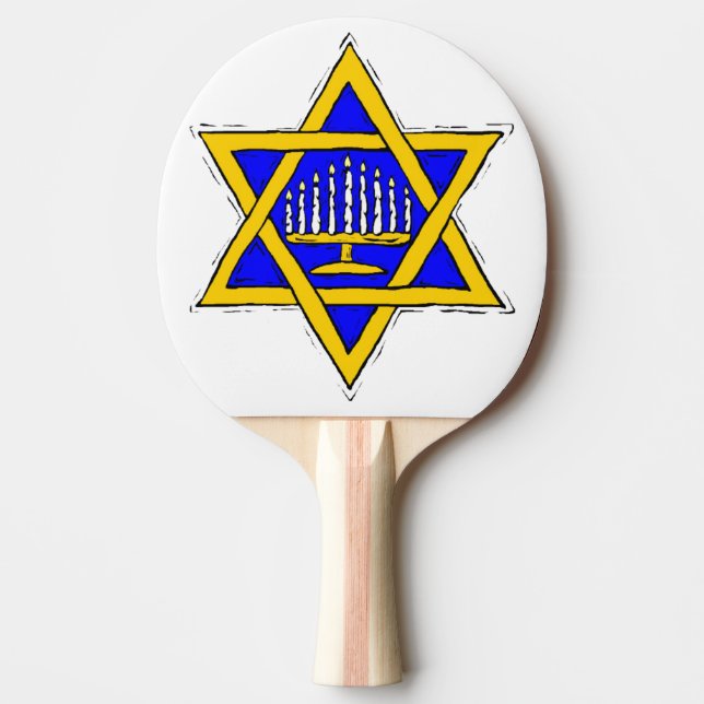 Menorah Within the Star of David Ping-Pong Paddle (Front)