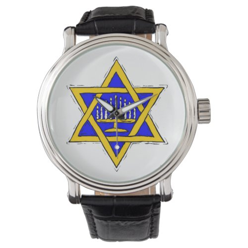 Menorah Within the Star of David Watch