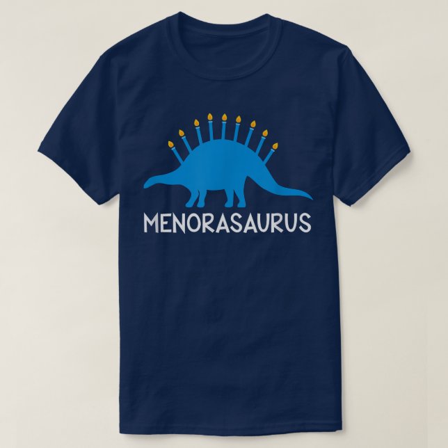 Menorasaurus Funny Hanukkah  Dinosaur Menorah  T-Shirt (Design Front)
