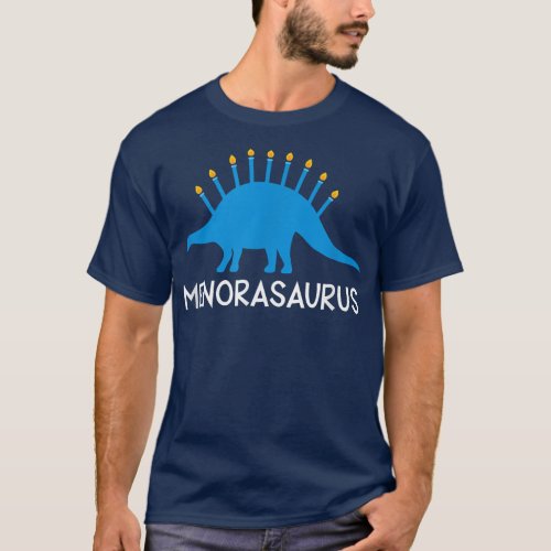 Menorasaurus Funny Hanukkah  Dinosaur Menorah  T_Shirt