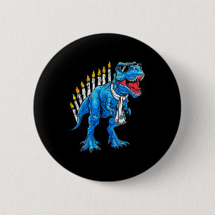 Menorasaurus Hanukkah T Rex Dinosaur Dino Chanukah Button