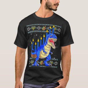 Menorasaurus Rex Dinosaur Menorah Hanukkah Jewish T-Shirt