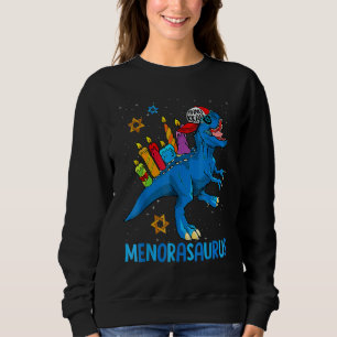Menorasaurus Rex Dinosaur Menorah Hanukkah Sweatshirt