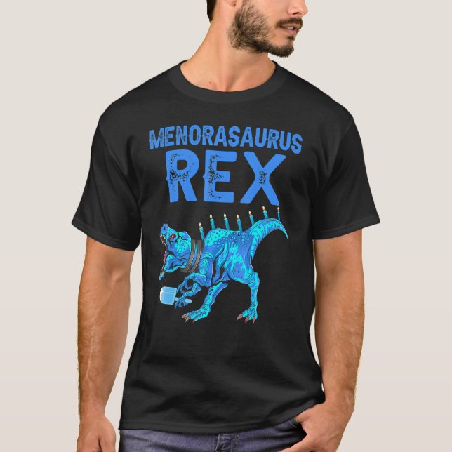 Menorasaurus Rex   Dinosaur Rex Hanukkah Menora Pu T-Shirt (Front)