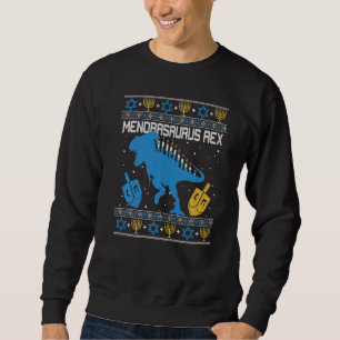 Menorasaurus Rex Dinosaur T Rex Hanukkah Menorah B Sweatshirt