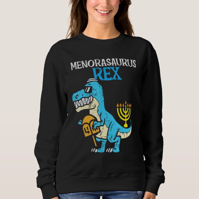 Menorasaurus Rex Jew Dino Trex Toddler Boys Hanukk Sweatshirt (Front)