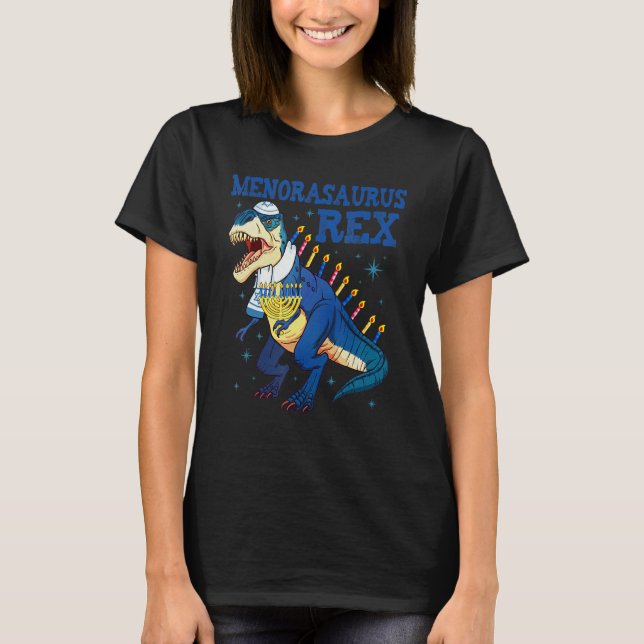 Menorasaurus Rex Jew Dino Trex Toddler Boys Hanukk T-Shirt (Front)