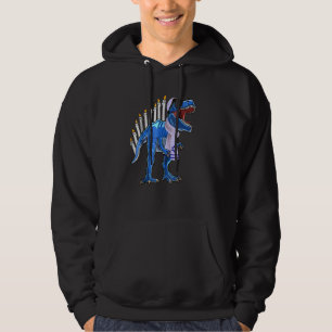 Menorasaurus Rex Rex Dinosaur Hanukkah Hoodie