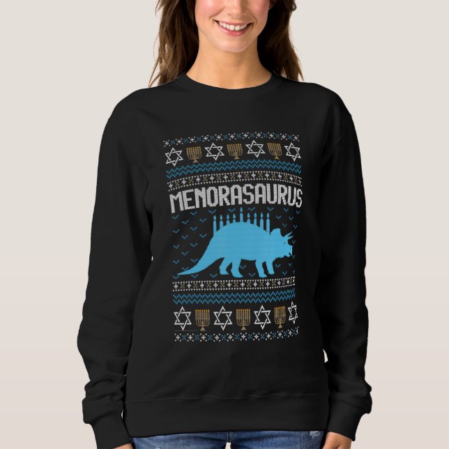 menorasaurus rex rex dinosaur happy hanukkah chris sweatshirt (Front)