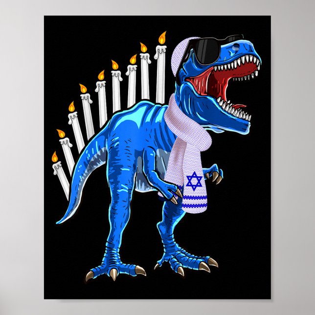 Menorasaurus Rex Shirt T Rex Dinosaur Hanukkah Gif Poster (Front)