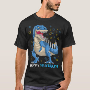Menorasaurus Rex T Rex Dinosaur Hanukkah T-Shirt