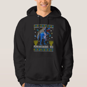Menorasaurus Rex Trex Menorah Ugly Hanukkah Chanuk Hoodie