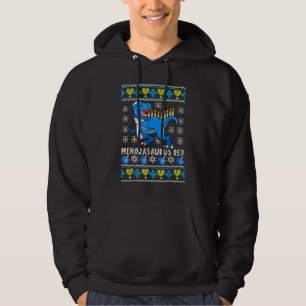 Menorasaurus Rex Trex Menorah Ugly Hanukkah Chanuk Hoodie