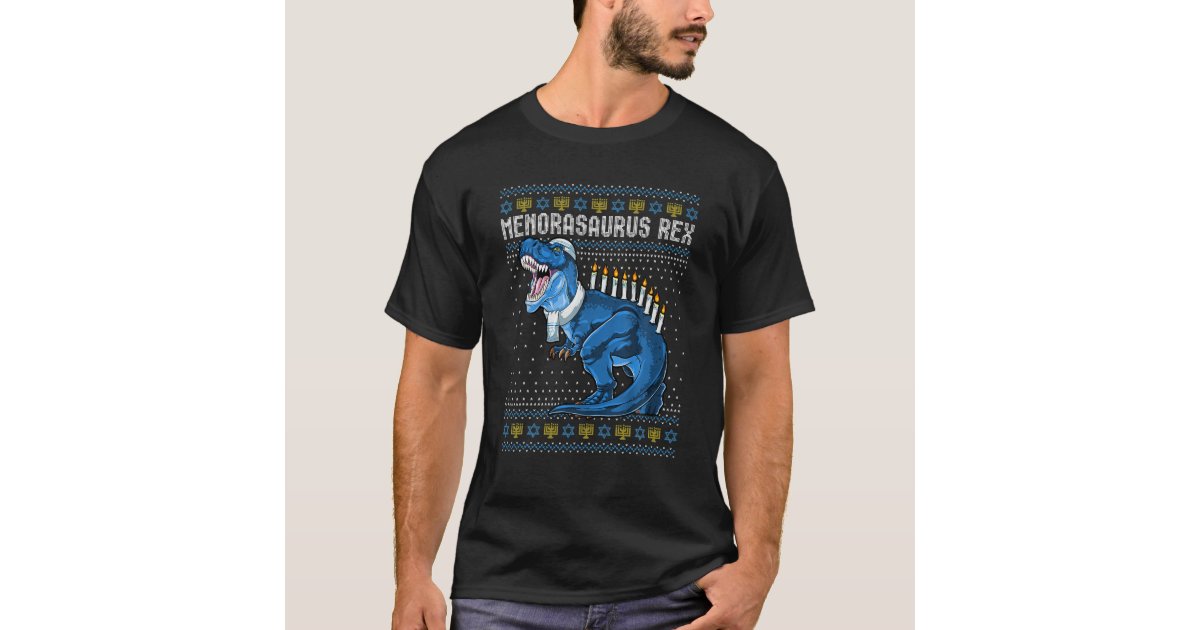 Menorasaurus Rex Ugly Hanukkah Sweater Dinosaur T Zazzle