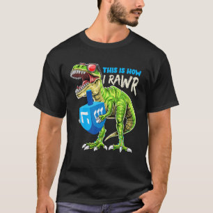 Menorasaurus This How I Roll Dinosaur Hanukkah Gif T-Shirt