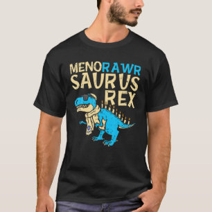 Menorawr Saurus Rex Jewish Dinosaur Hanukkah Kids T-Shirt