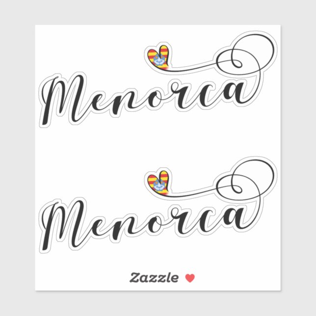 Menorca Flag Heart, Balearic Islands Sticker (Sheet)