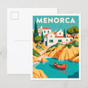 Menorca Spain Art Vintage Illustration Travel Postcard