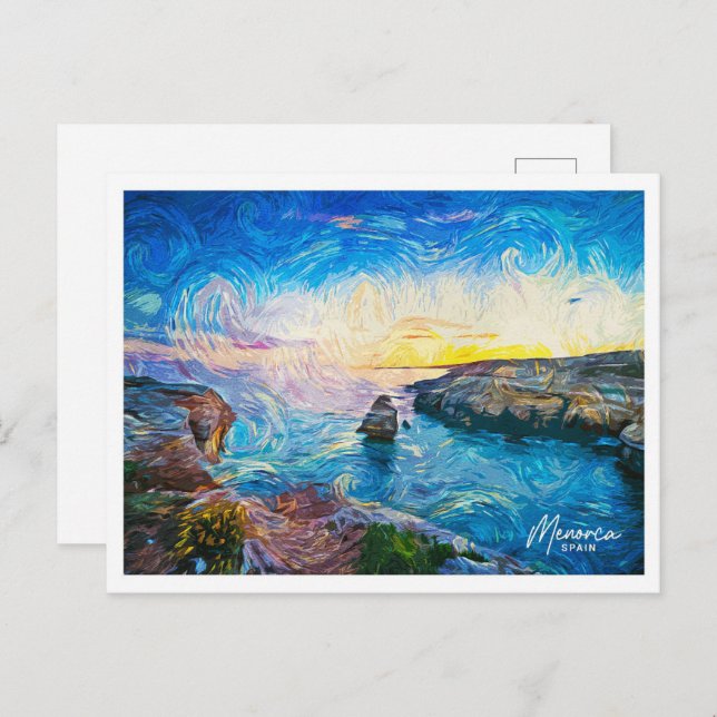 Menorca Spain Beautiful Oil Paint Landscape Postcard (Front/Back)