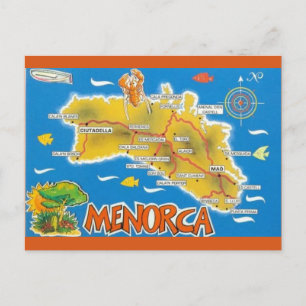 Menorca Spain Illustrated Postcard