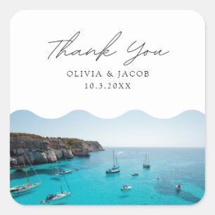Menorca Spain Photo Wedding Favor Thank You Square Sticker