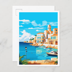 Menorca Spain vintage travel illustration Postcard