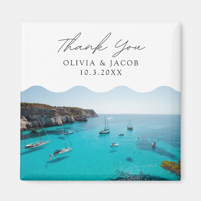 Menorca Spain Wedding Favor Thank You Magnet (Front)