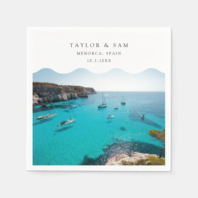 Menorca Spain Wedding Paper Cocktail Napkin (Front)