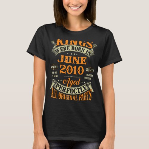 Mens 12th Birthday  For Kings Born In June 2010 12 T_Shirt