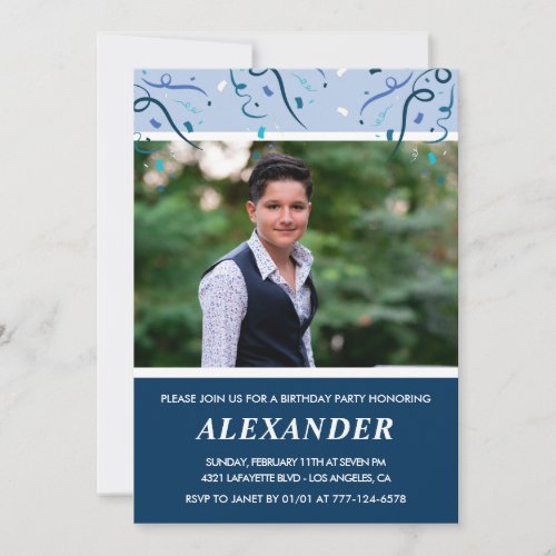 Mens 16th birthday invitations Photo Navy Blue