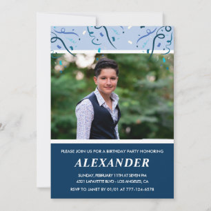 Mens 16th birthday invitations Photo Navy Blue