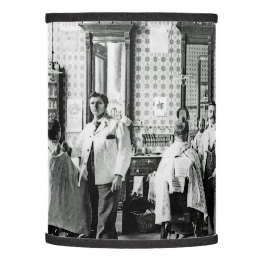Mens 1890's Barber Shop Barber Hair Salon Photo Lamp Shade (Left)