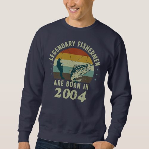 Mens 18 Year Old Vintage 2004 Fishing Teen Boy Sweatshirt