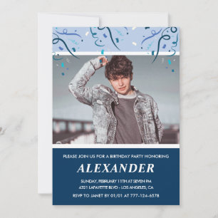 Mens 19th birthday invitations Photo Navy Blue