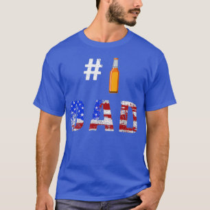 Mens 1 Dad Number One Fathers Day American Flag T-Shirt