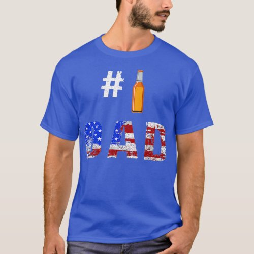 Mens 1 Dad Number One Fathers Day American Flag T_Shirt