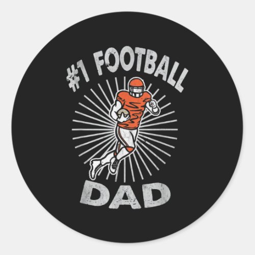 Mens 1 Football Dad for Fathers Day Football Classic Round Sticker