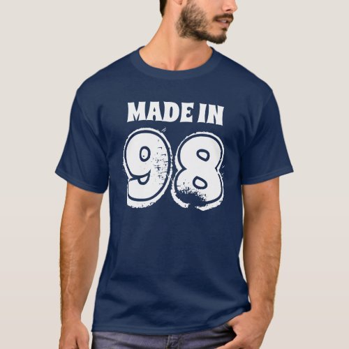 Mens 21st Birthday Made in 98 Typography Blue T_Shirt