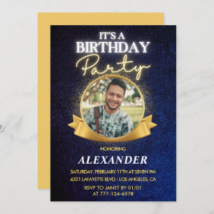 Mens 24th birthday invitations Elegant Chic